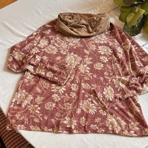 Floral Cowl Neck Sweater